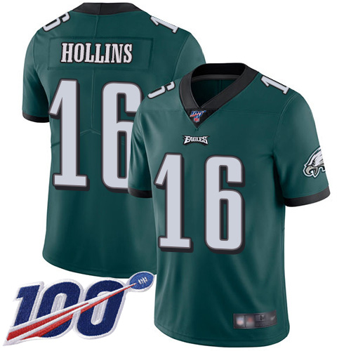 Men Philadelphia Eagles 16 Mack Hollins Midnight Green Team Color Vapor Untouchable NFL Jersey Limited Player 100th